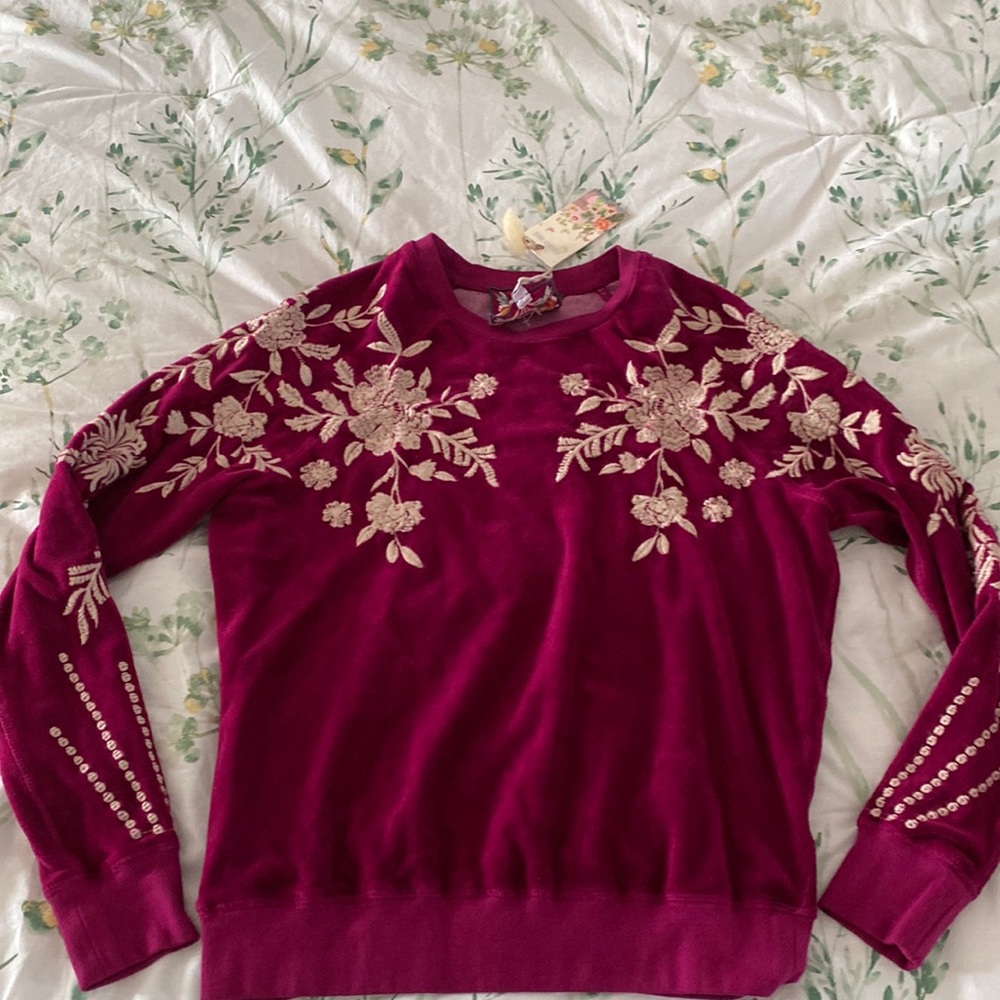 Johnny Was Velvet sweatshirt NWT
